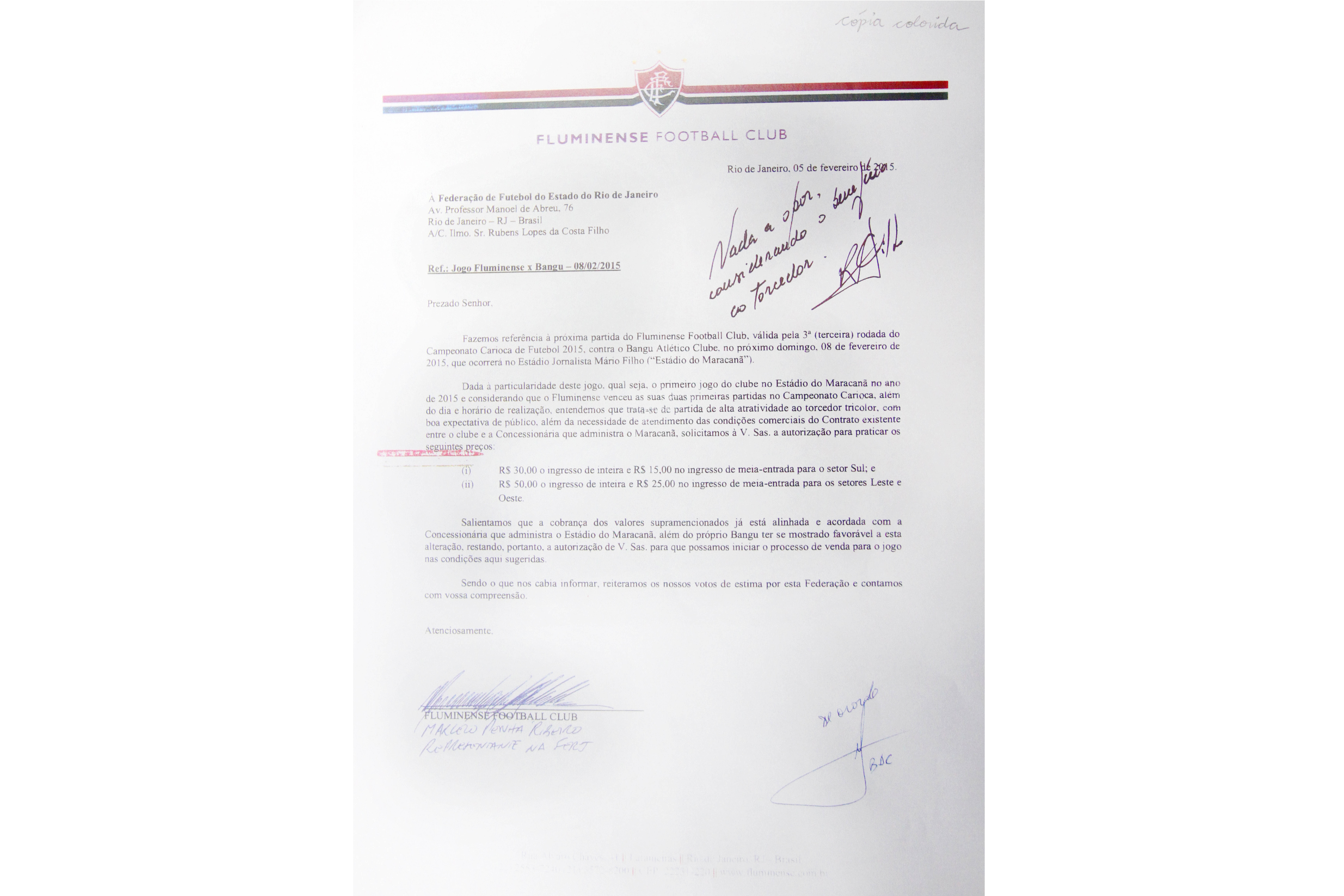 Fluminense reconhece benefícios de preços baixos e pede redução para partida com o Bangu