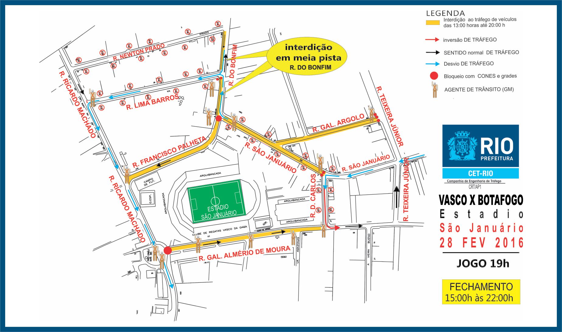 Esquema especial de trânsito para Vasco x Botafogo