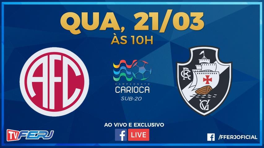 Sub-20: TV FERJ transmite America x Vasco, pela Taça Rio