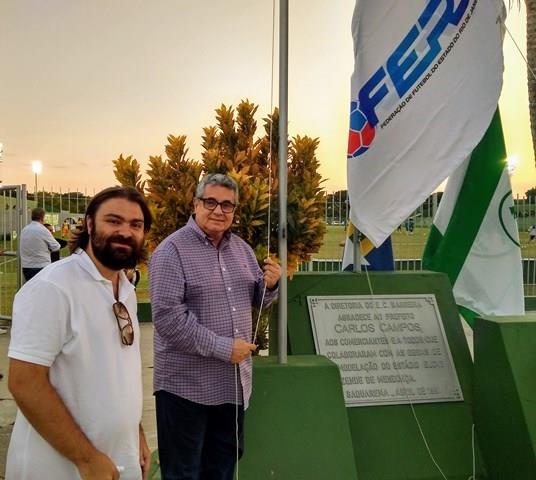 Presidente visita e hasteia bandeira da FERJ no Eucyr Resende
