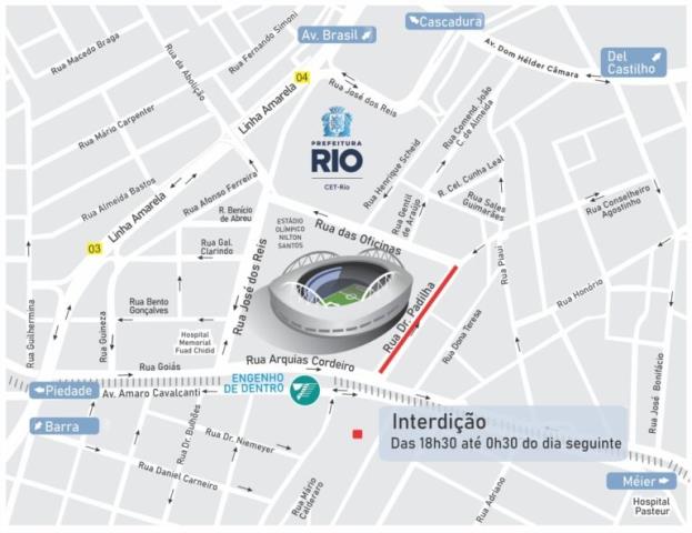 Botafogo x Fluminense: Informações de interdições e trânsito
